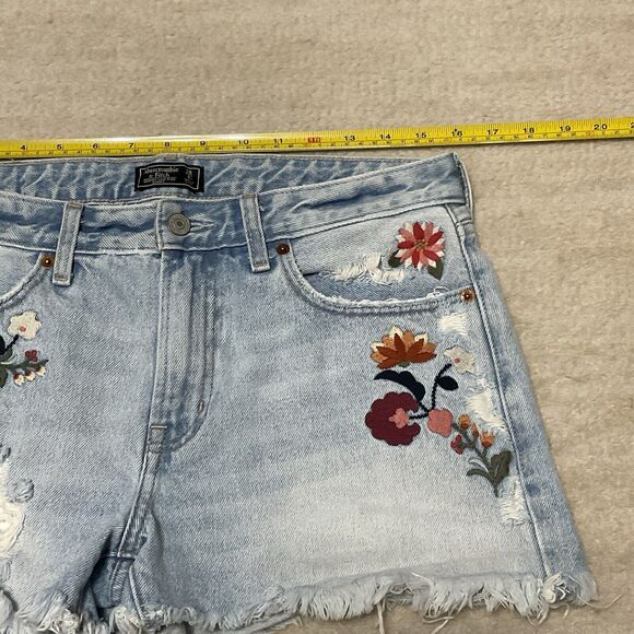 Abercrombie & Fitch Harper Low Rise Embroidered Flower Floral Denim Short 28/6 - Picture 4 of 7